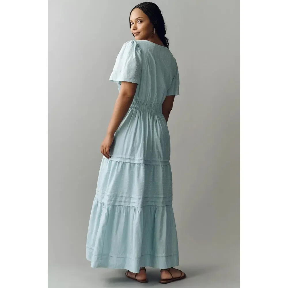 nwt by ANTHROPOLOGIE sz 2X Somerset Maxi dress lurex edition in Cordyalis Blue - Picture 3 of 4